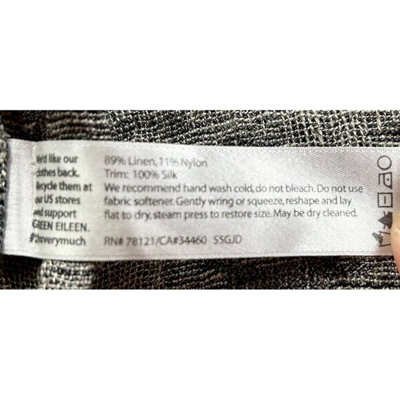 Eileen Fisher Petite Open-Front Jacket Gray & Black Abstract Design Linen Blend - Picture 4 of 8